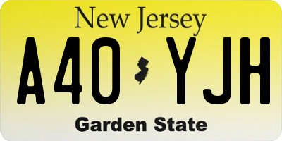 NJ license plate A40YJH