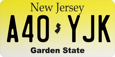 NJ license plate A40YJK