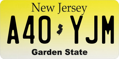 NJ license plate A40YJM