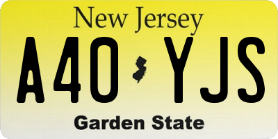 NJ license plate A40YJS
