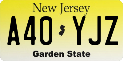 NJ license plate A40YJZ