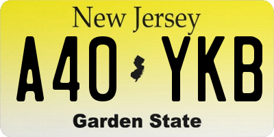 NJ license plate A40YKB