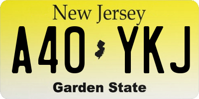 NJ license plate A40YKJ