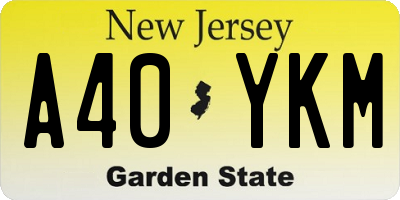 NJ license plate A40YKM