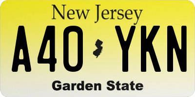 NJ license plate A40YKN