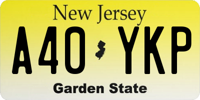 NJ license plate A40YKP