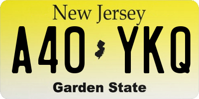 NJ license plate A40YKQ