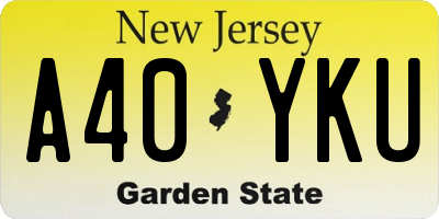 NJ license plate A40YKU