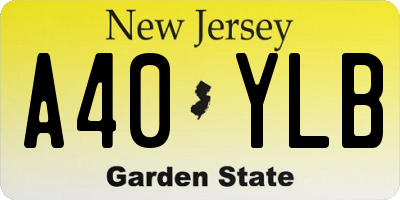 NJ license plate A40YLB