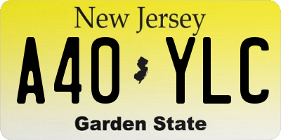 NJ license plate A40YLC