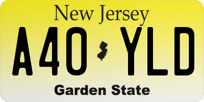 NJ license plate A40YLD