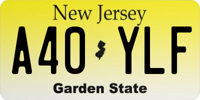 NJ license plate A40YLF