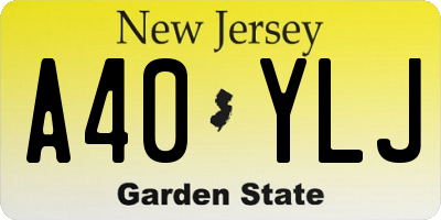 NJ license plate A40YLJ
