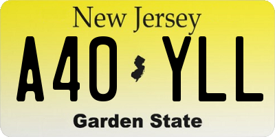 NJ license plate A40YLL