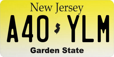NJ license plate A40YLM