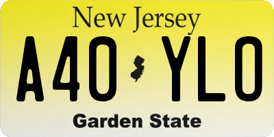NJ license plate A40YLO