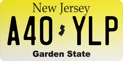 NJ license plate A40YLP