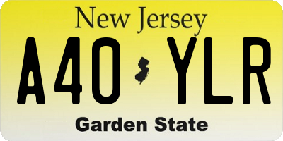 NJ license plate A40YLR