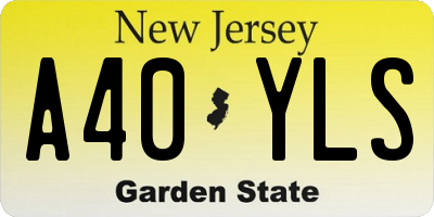 NJ license plate A40YLS