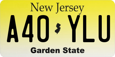 NJ license plate A40YLU