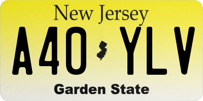 NJ license plate A40YLV
