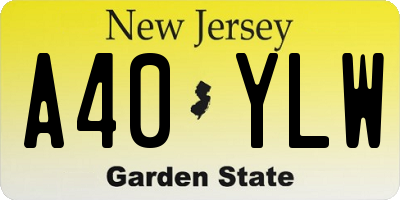 NJ license plate A40YLW