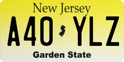 NJ license plate A40YLZ