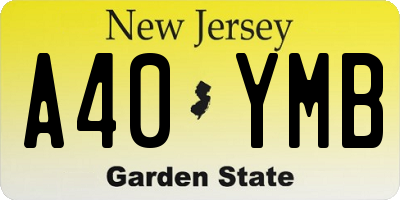 NJ license plate A40YMB