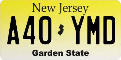 NJ license plate A40YMD
