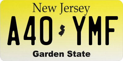NJ license plate A40YMF