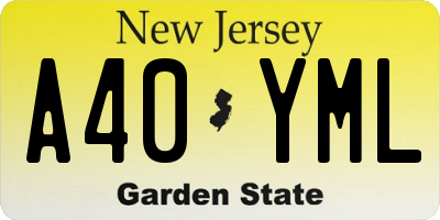 NJ license plate A40YML