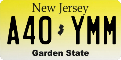 NJ license plate A40YMM