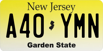 NJ license plate A40YMN