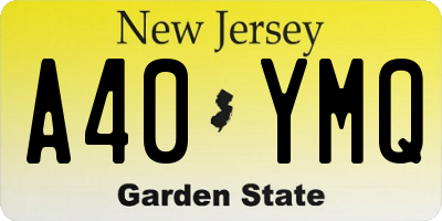 NJ license plate A40YMQ
