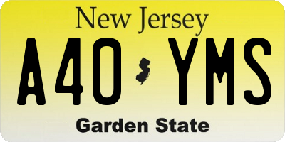 NJ license plate A40YMS