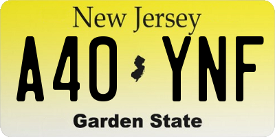 NJ license plate A40YNF