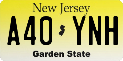 NJ license plate A40YNH