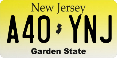 NJ license plate A40YNJ
