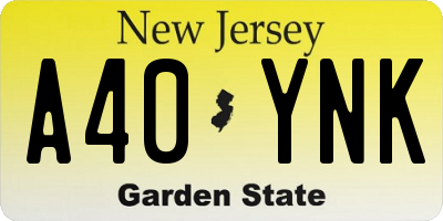 NJ license plate A40YNK