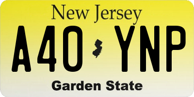 NJ license plate A40YNP