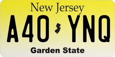 NJ license plate A40YNQ