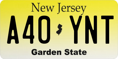 NJ license plate A40YNT
