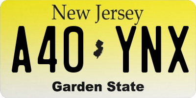 NJ license plate A40YNX