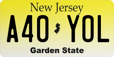 NJ license plate A40YOL