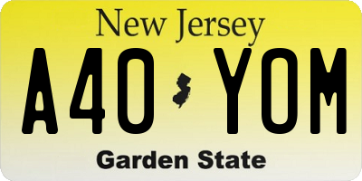 NJ license plate A40YOM
