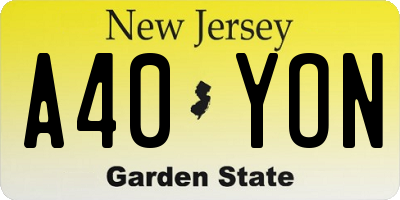 NJ license plate A40YON
