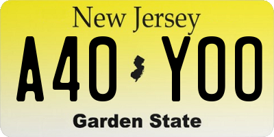 NJ license plate A40YOO