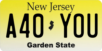 NJ license plate A40YOU