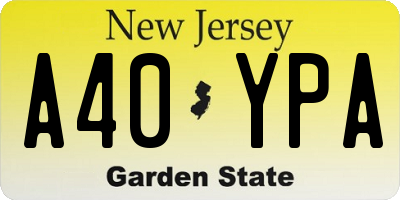 NJ license plate A40YPA