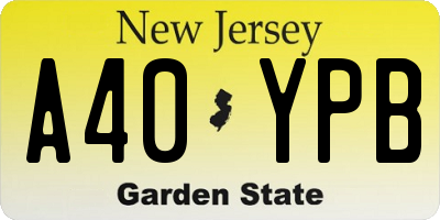NJ license plate A40YPB